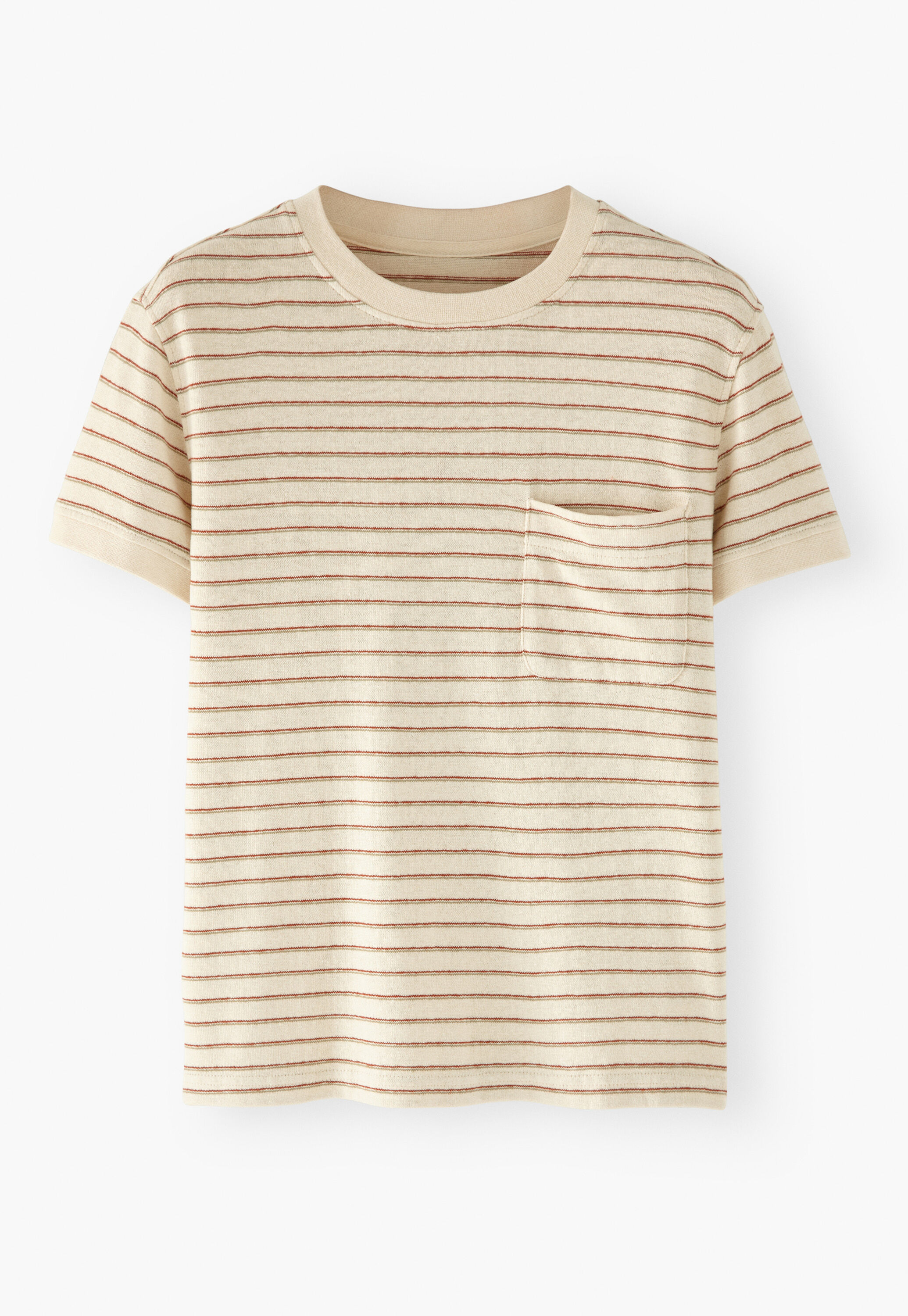 Gestreiftes T-Shirt, Elfenbein/Salbei, large