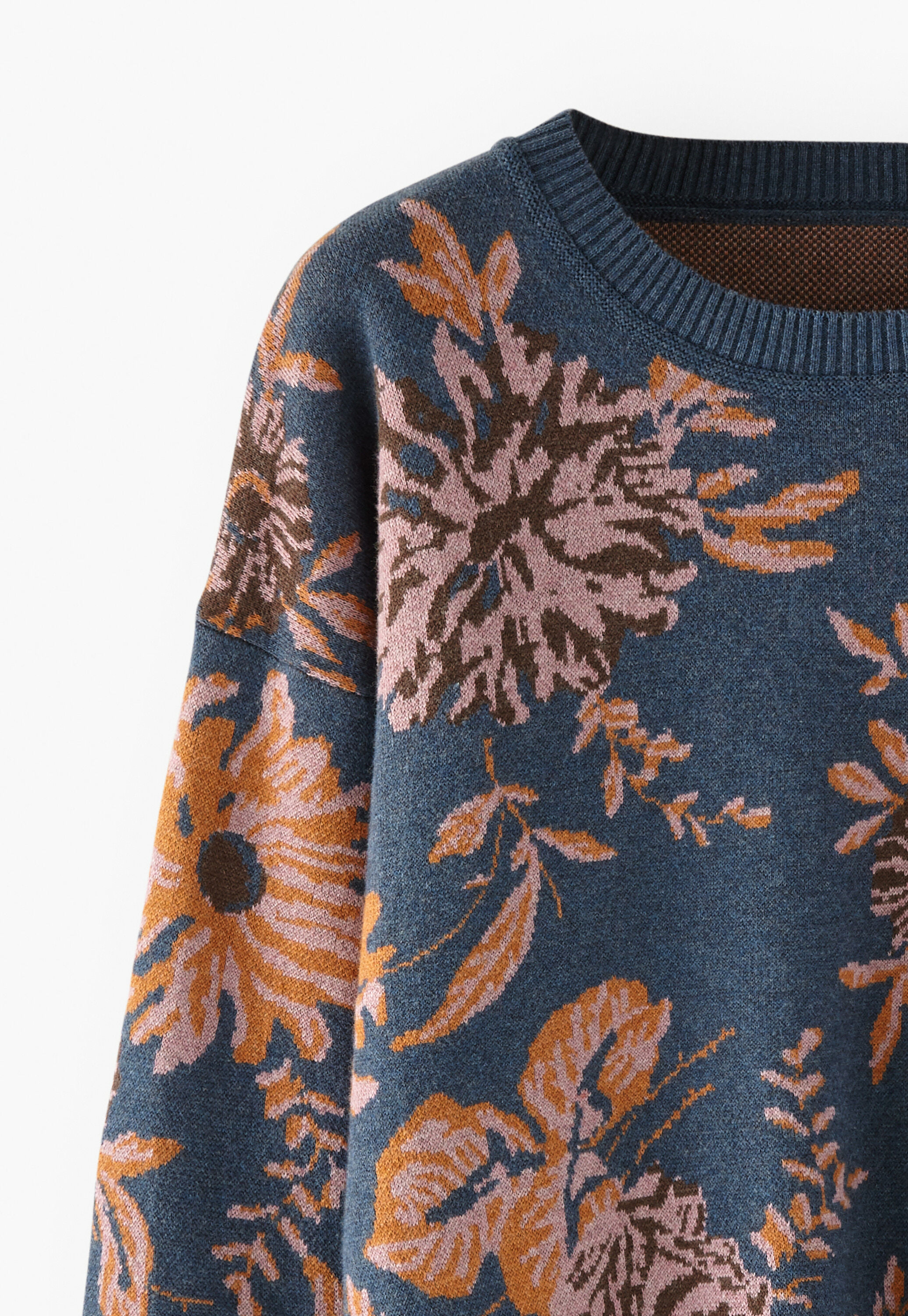Jacquard-Pullover, Indigo/Ingwer, large