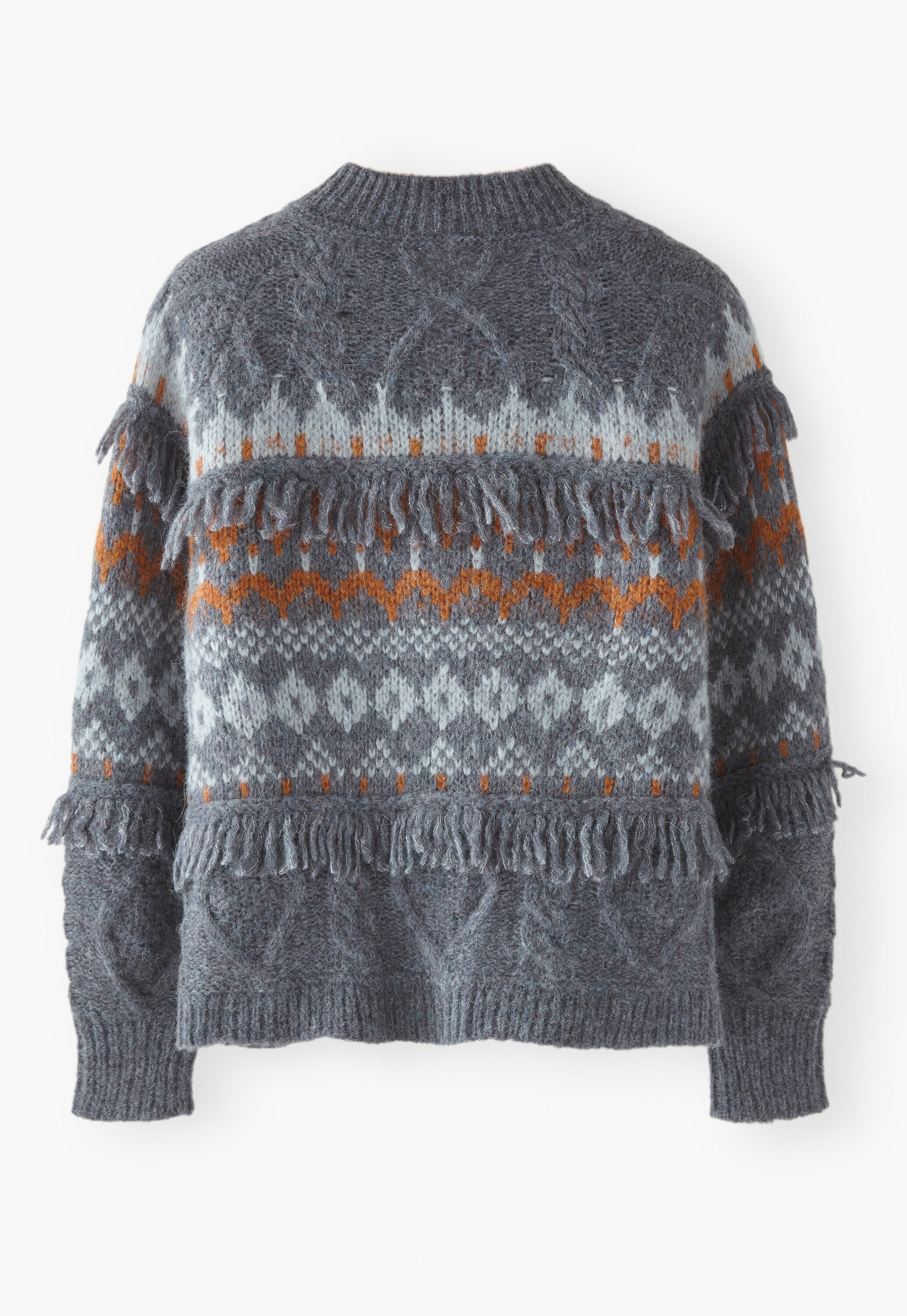 Cardigan mit Zopfmuster, Blauer Schiefer/Kupfer, large