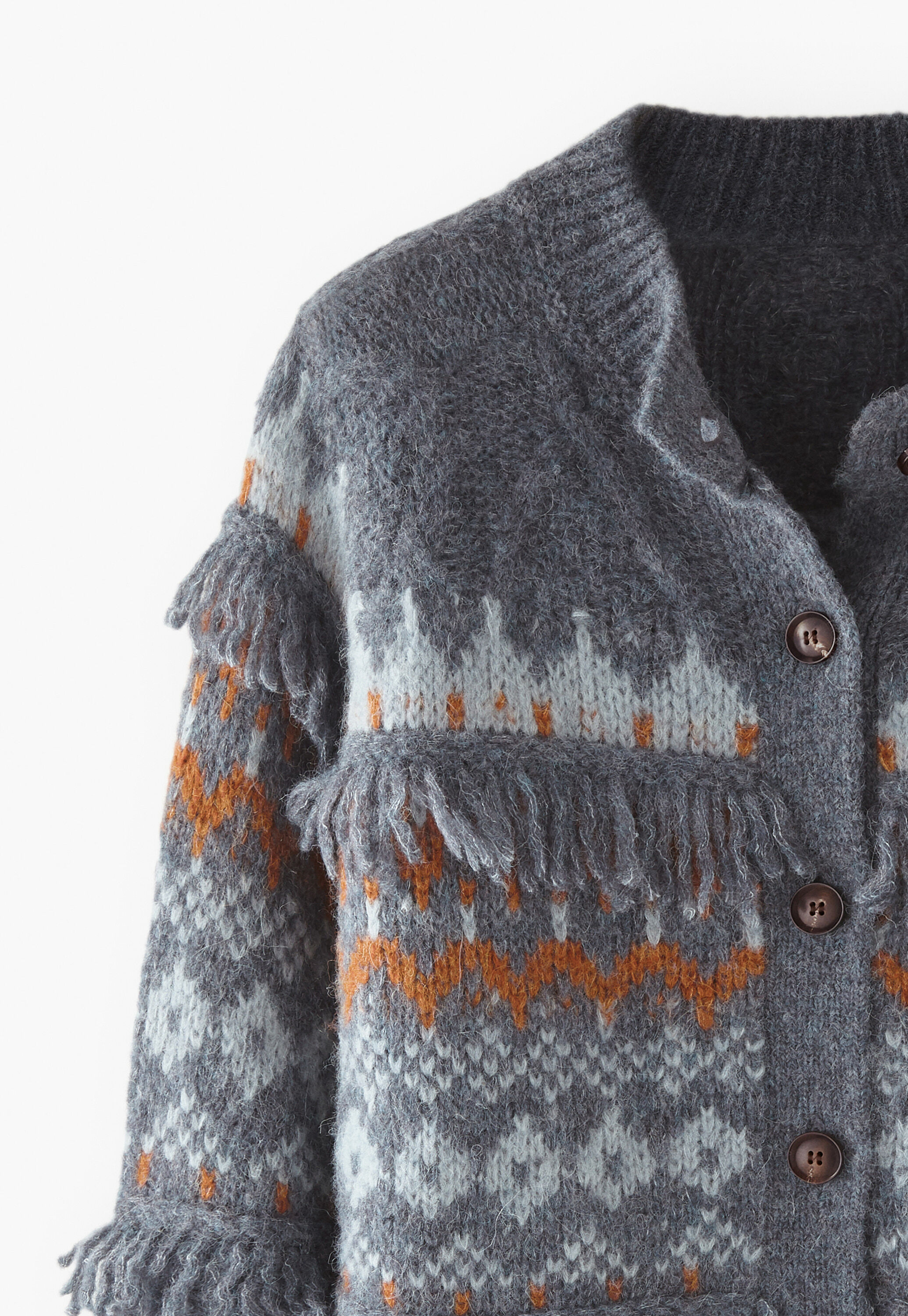 Cardigan mit Zopfmuster, Blauer Schiefer/Kupfer, large