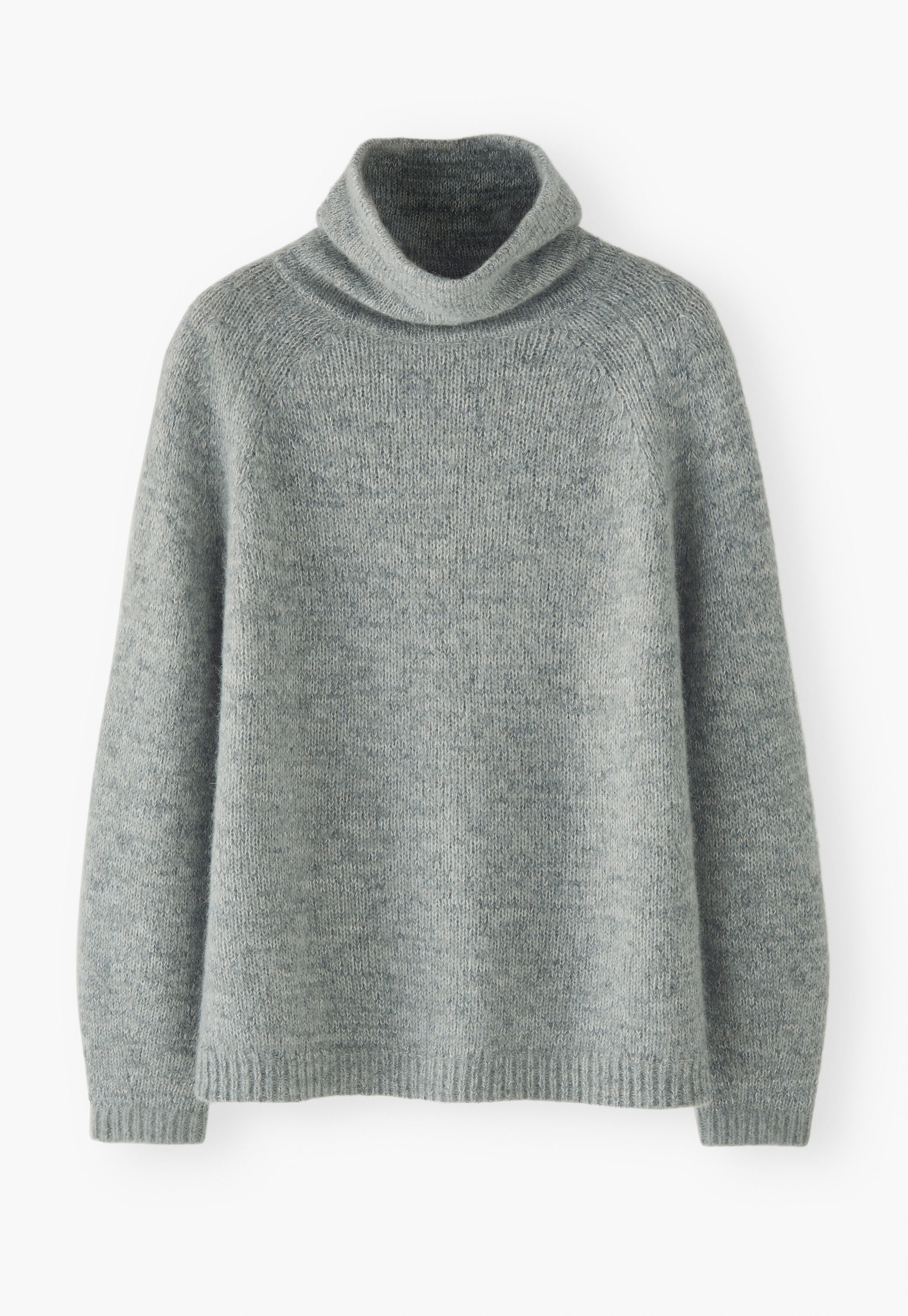 Raglanpullover mit hohem Kragen, Zartes Denimblau, large