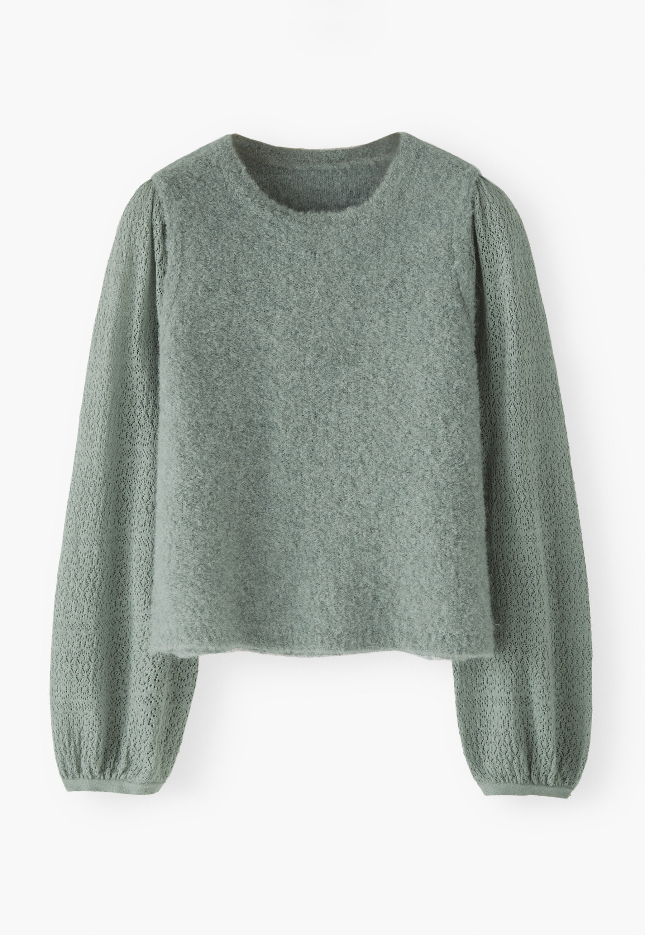 Pullover mit Pointelle-&Auml;rmeln, Entenei, large