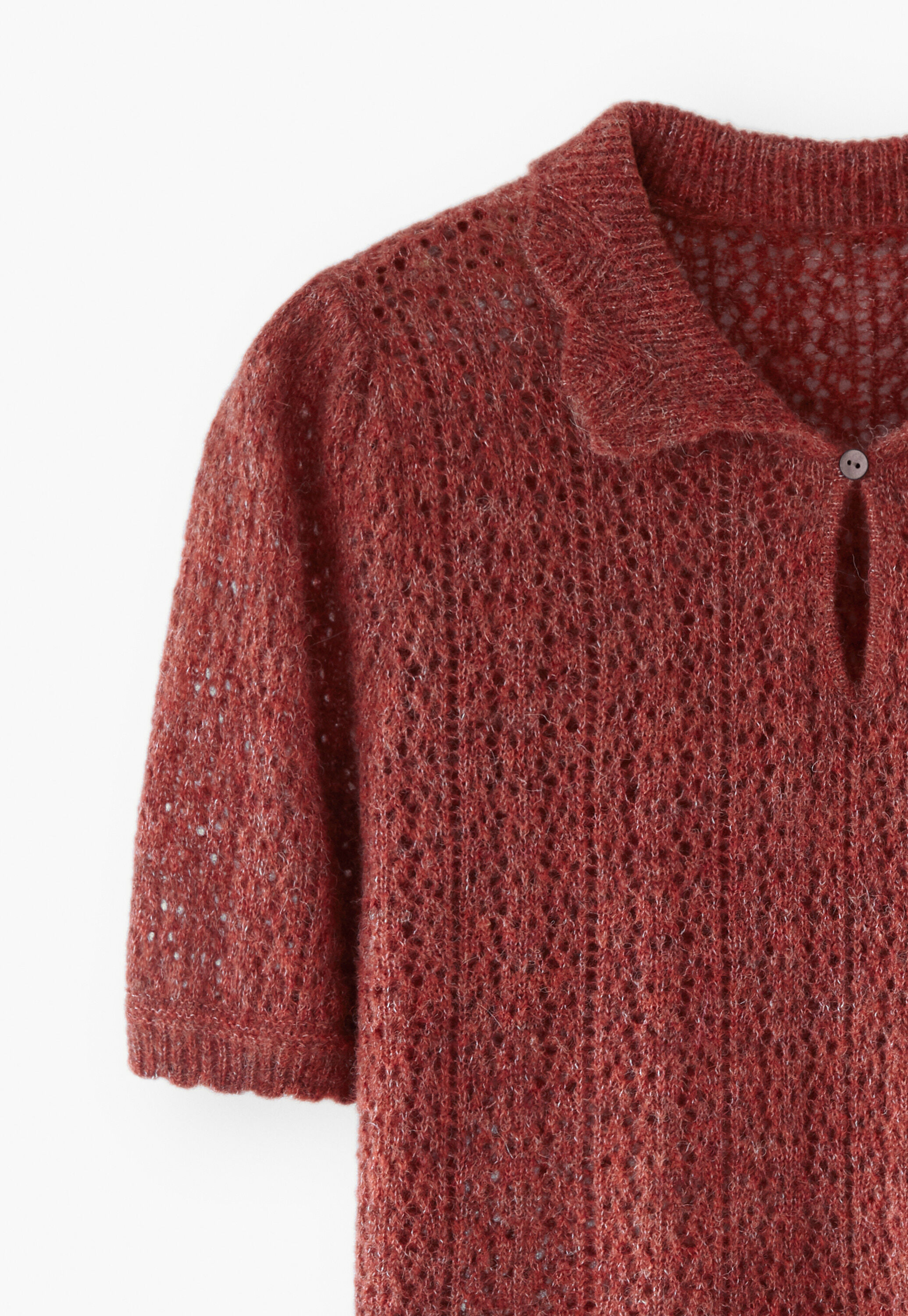 Pullover mit Spitzenmuster, Dunkler Rubin, large
