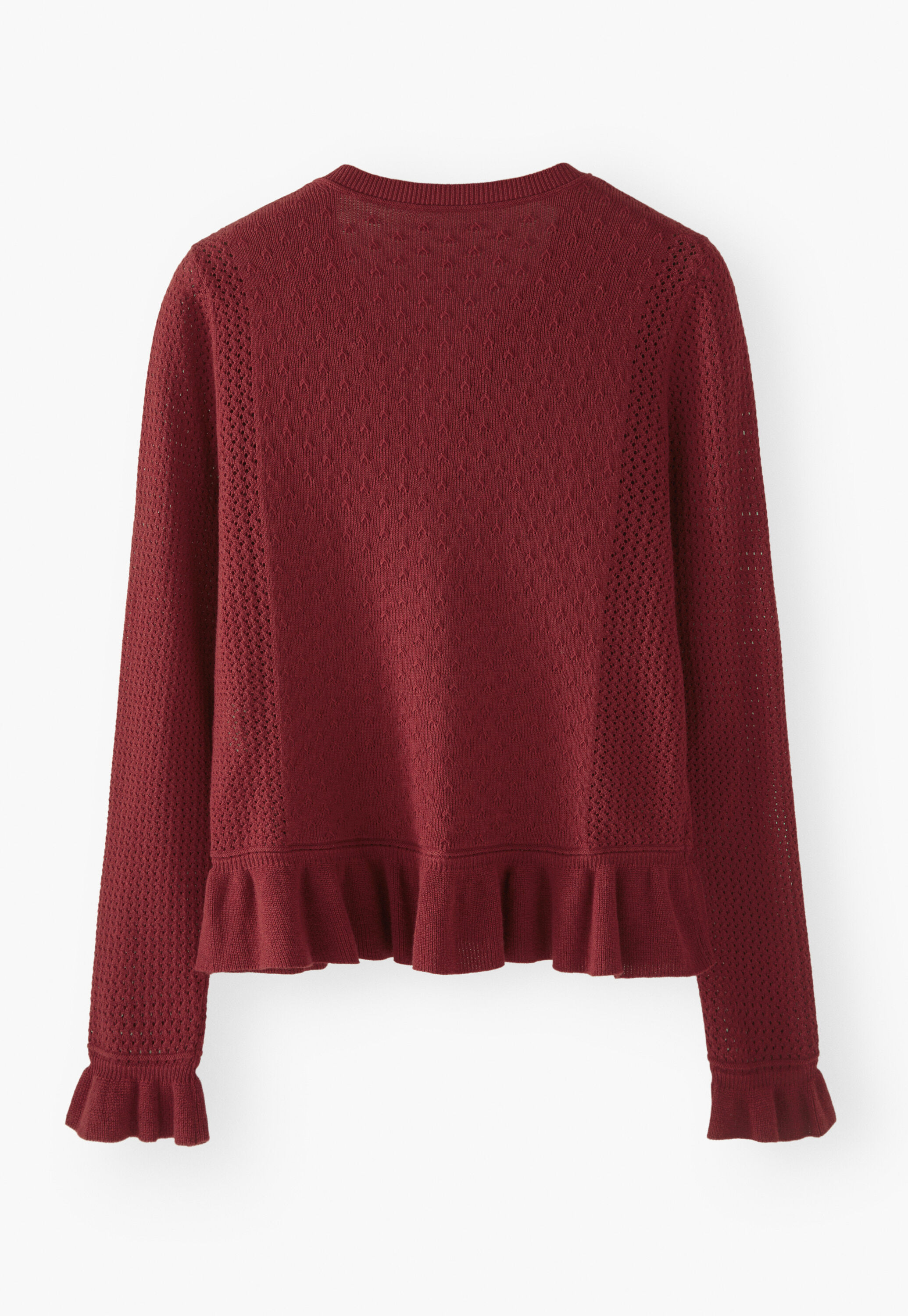 Cardigan mit Spitzenmuster, Rubin, large