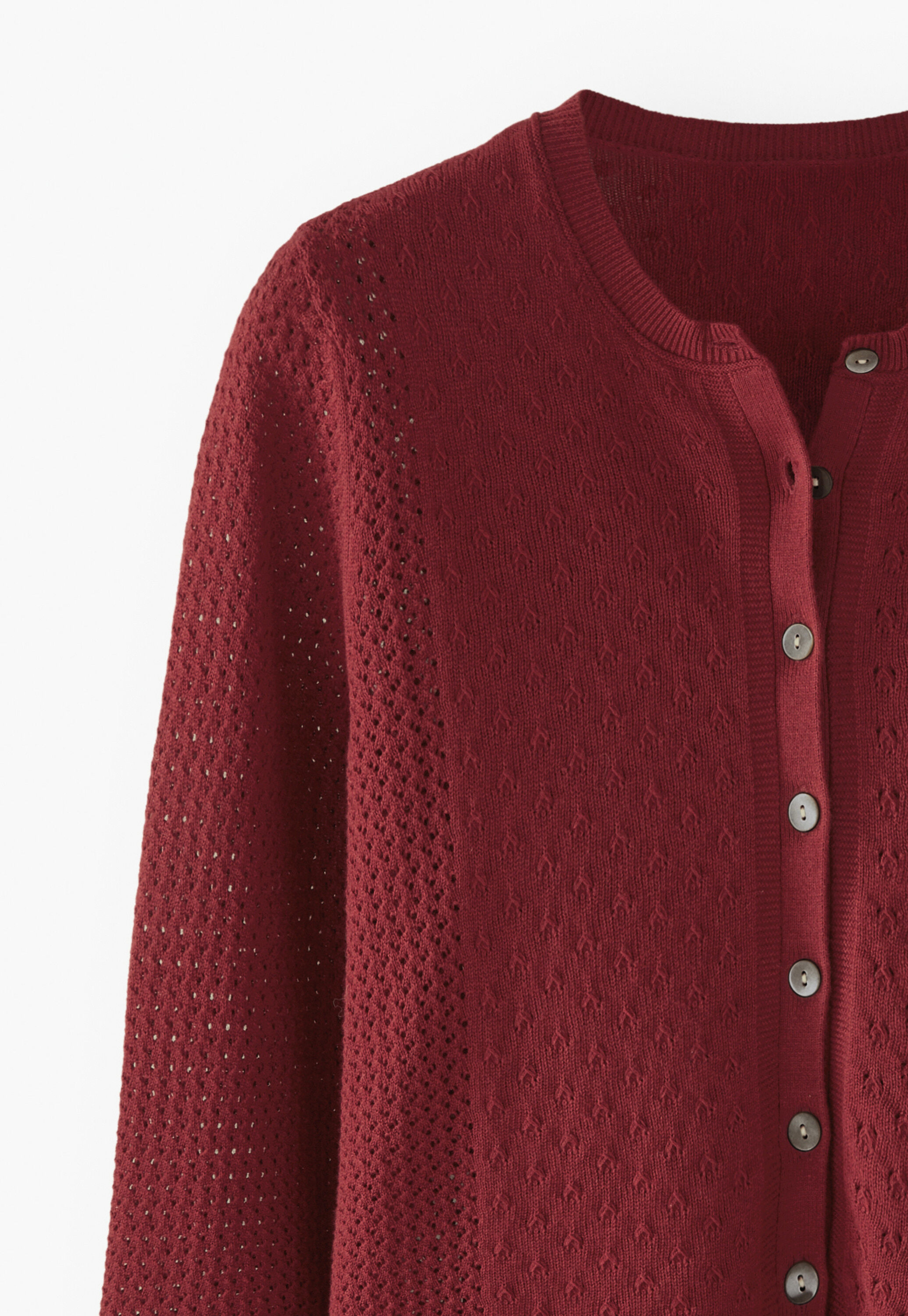 Cardigan mit Spitzenmuster, Rubin, large