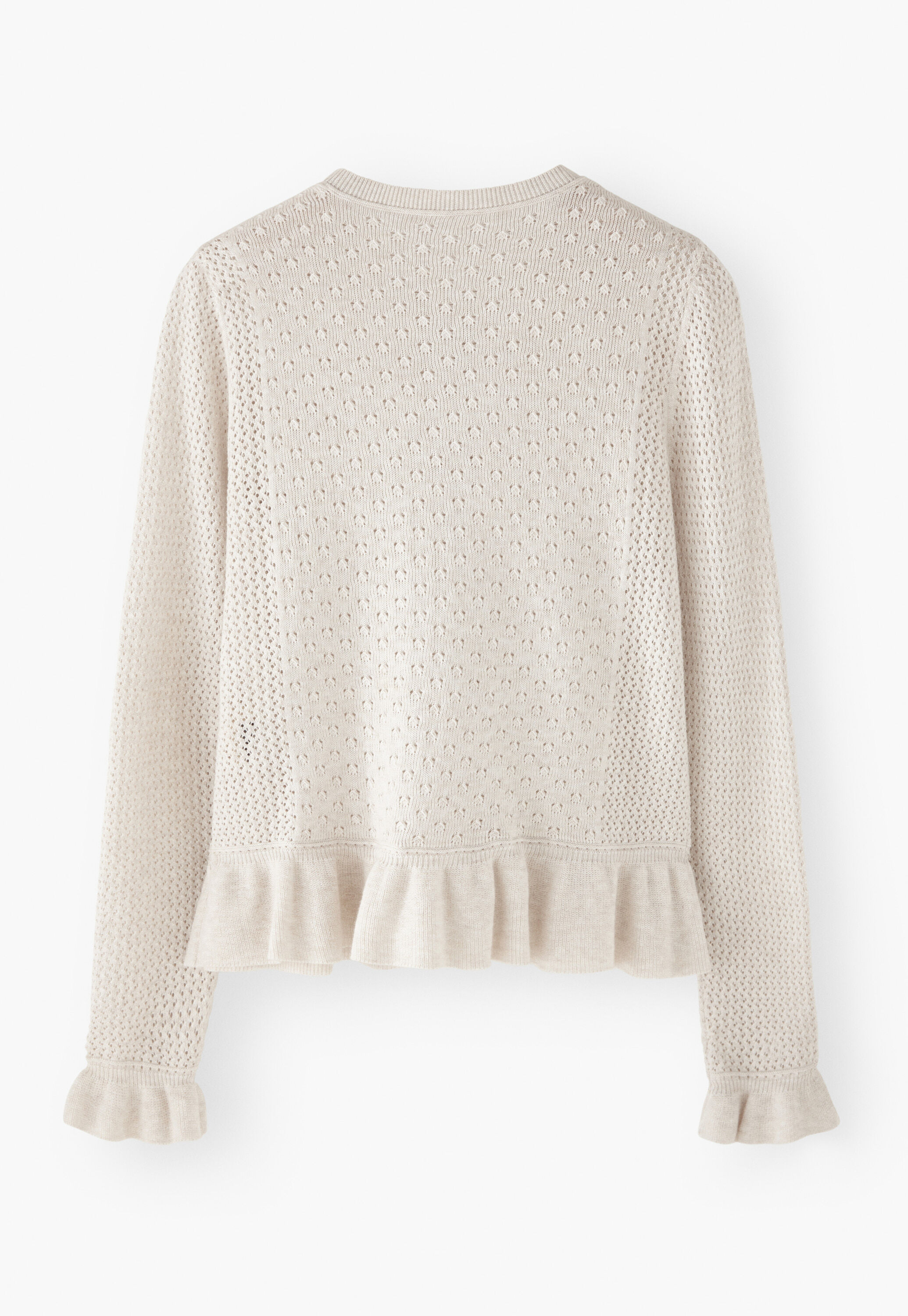 Cardigan mit Spitzenmuster, Off-White, large