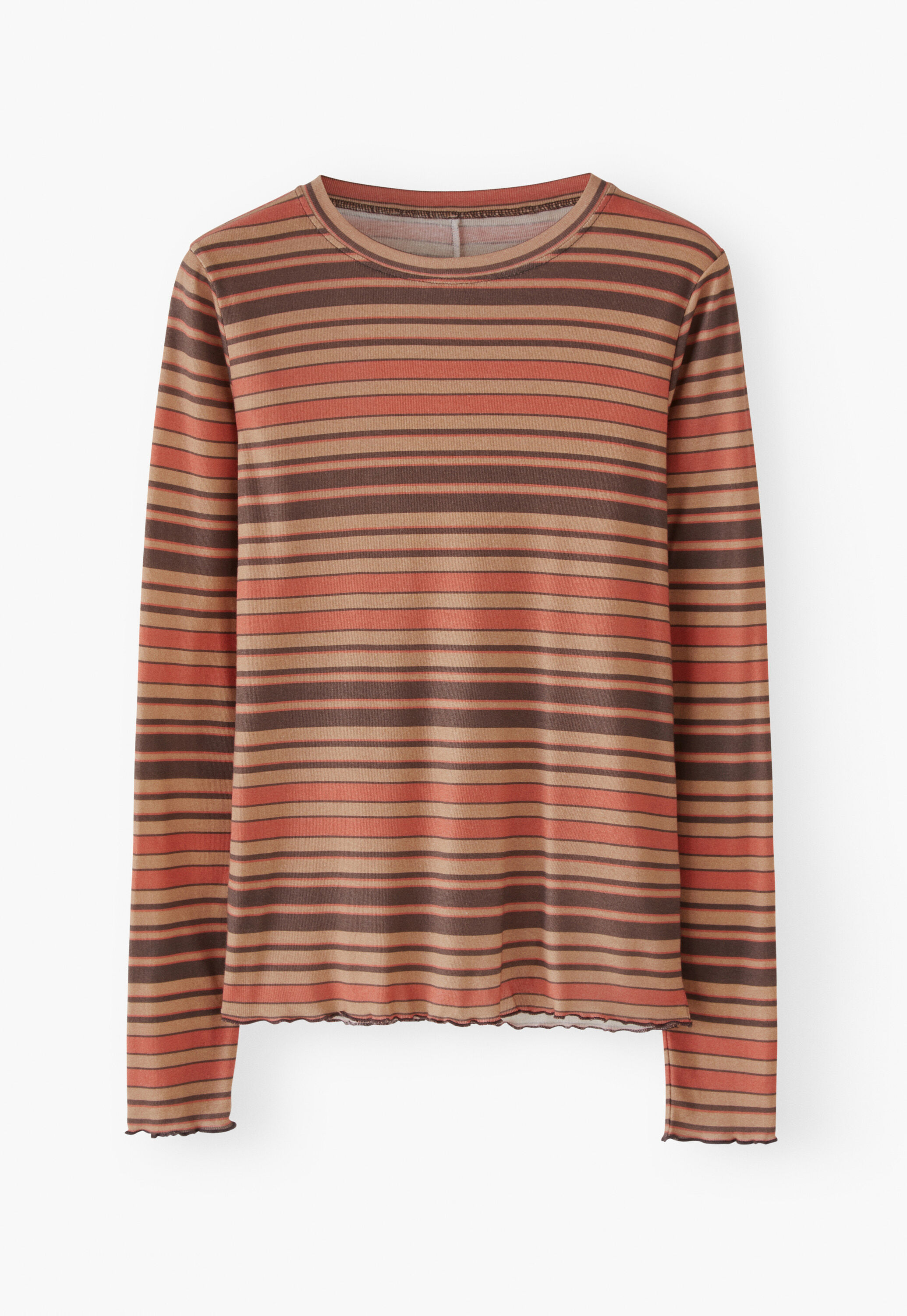 Gestreiftes Jerseyshirt, Zimt/Spice, large