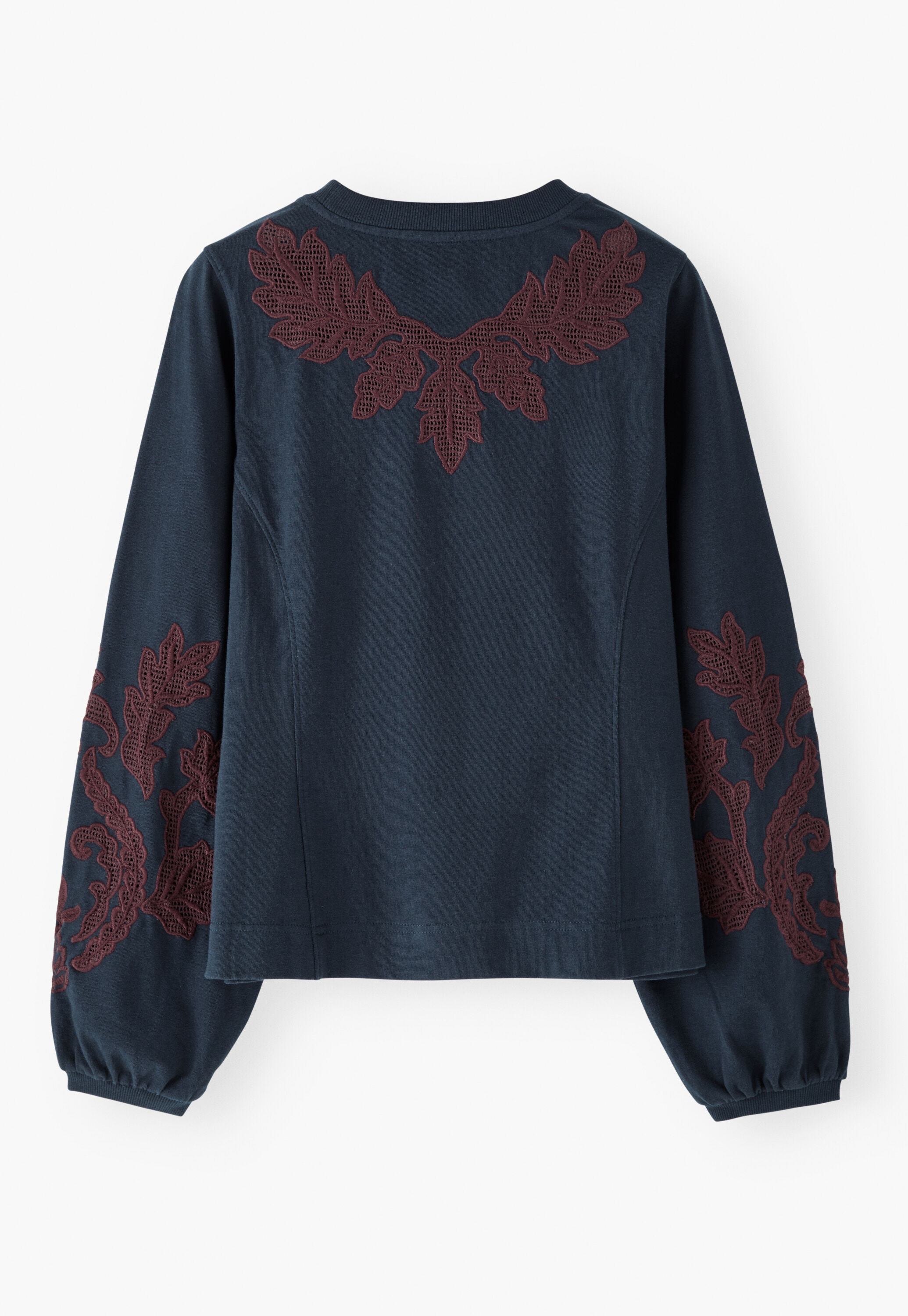 Sweatshirt mit Spitze, Dunkle Tinte, large