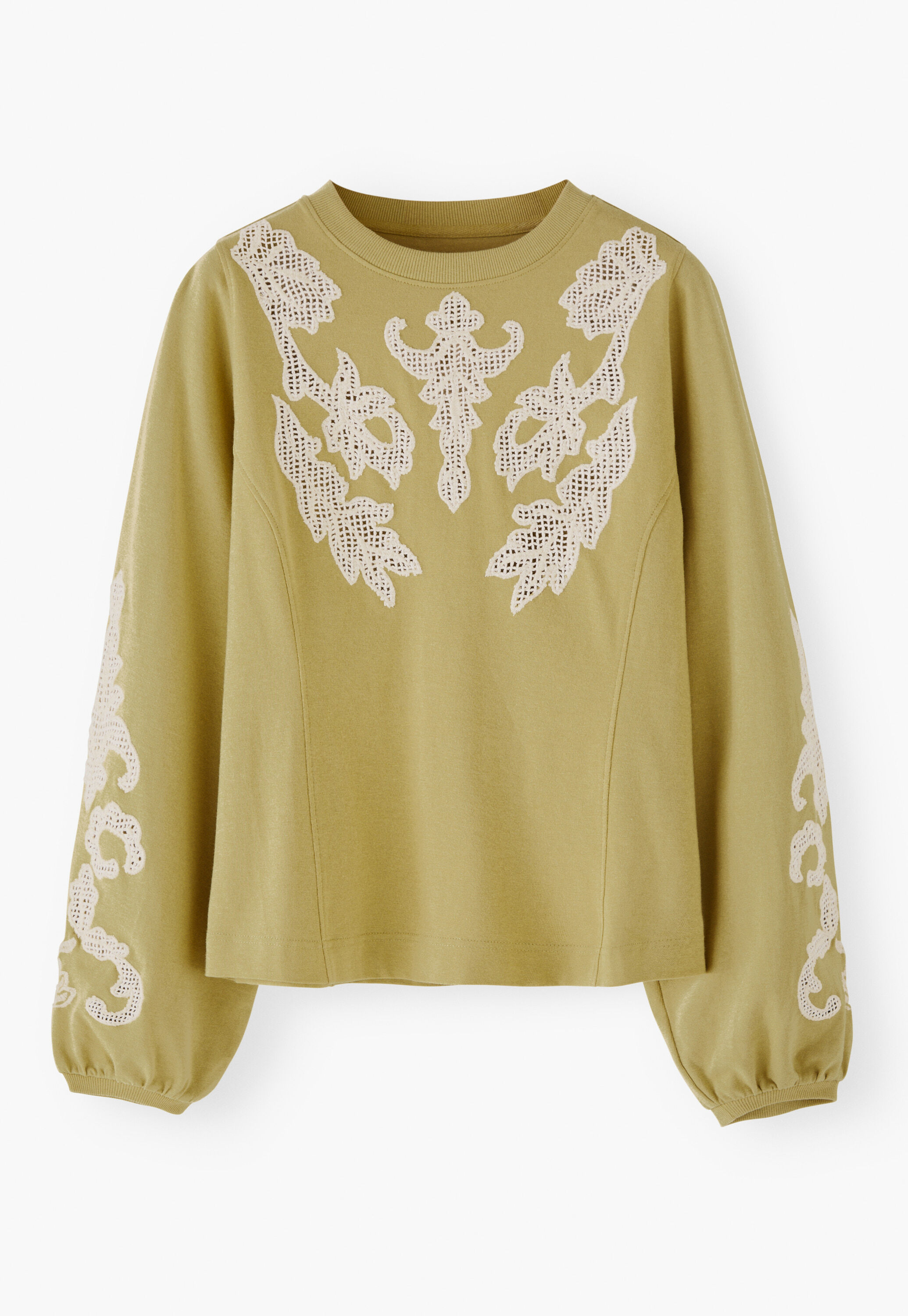 Sweatshirt mit Spitze, Limette, large