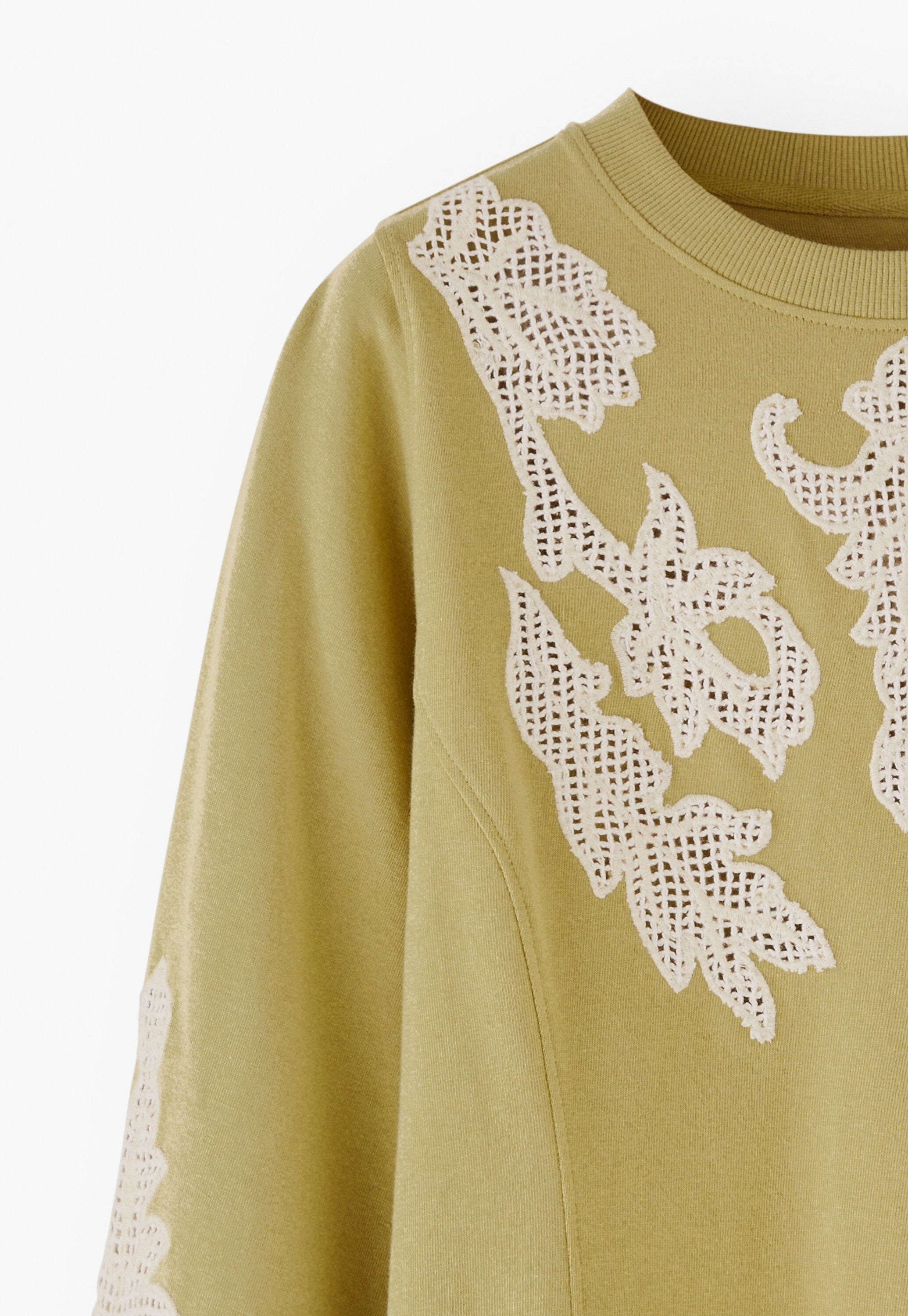 Sweatshirt mit Spitze, Limette, large