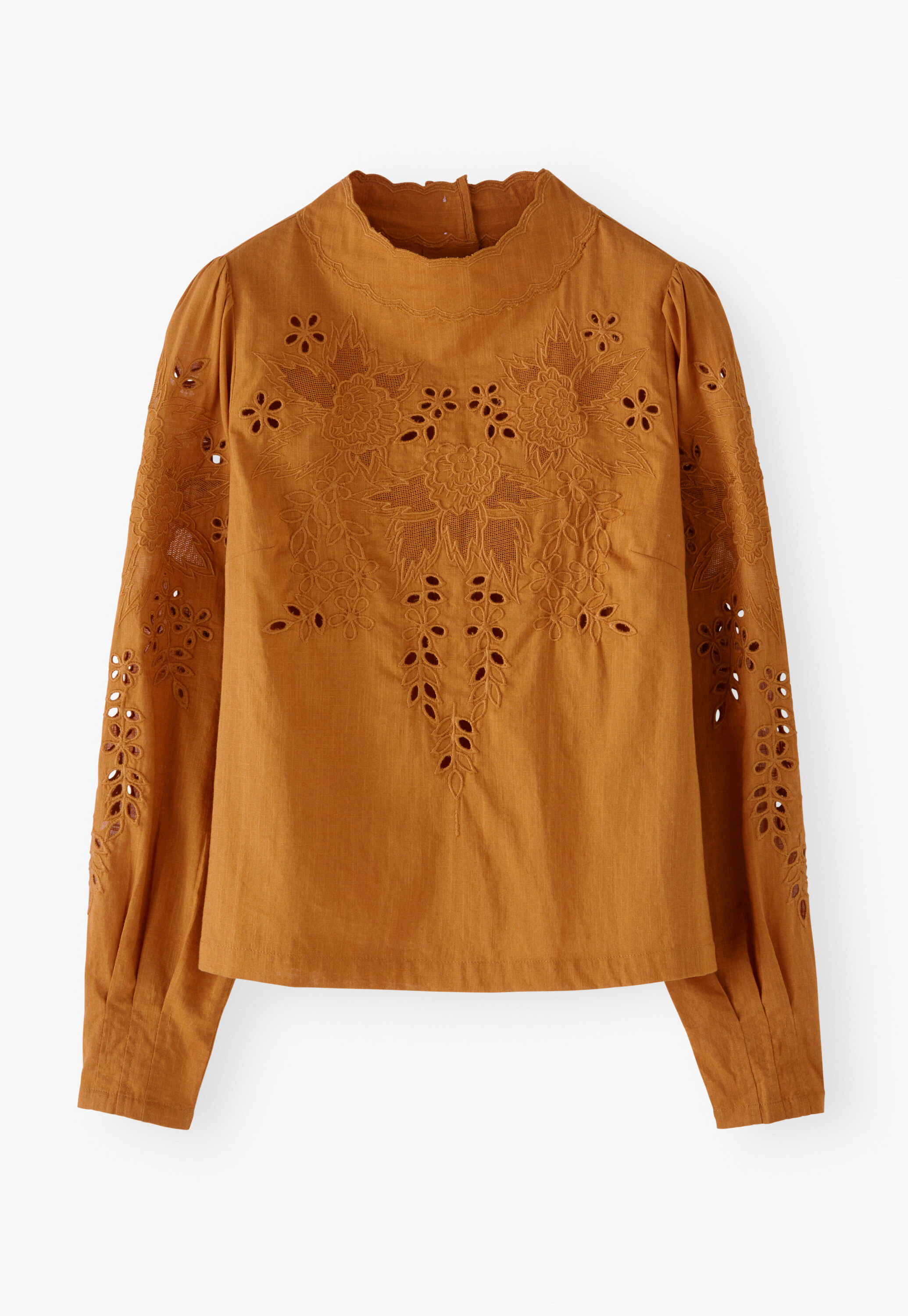 Bestickte Bluse, Ingwer, large