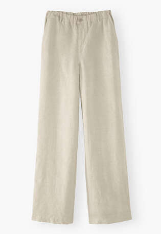 Hose mit weitem Bein, Ecru, webstill