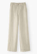 Hose mit weitem Bein, Ecru, webstill