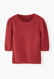 Kurz&auml;rmliger Pullover, Erdbeere, webstill