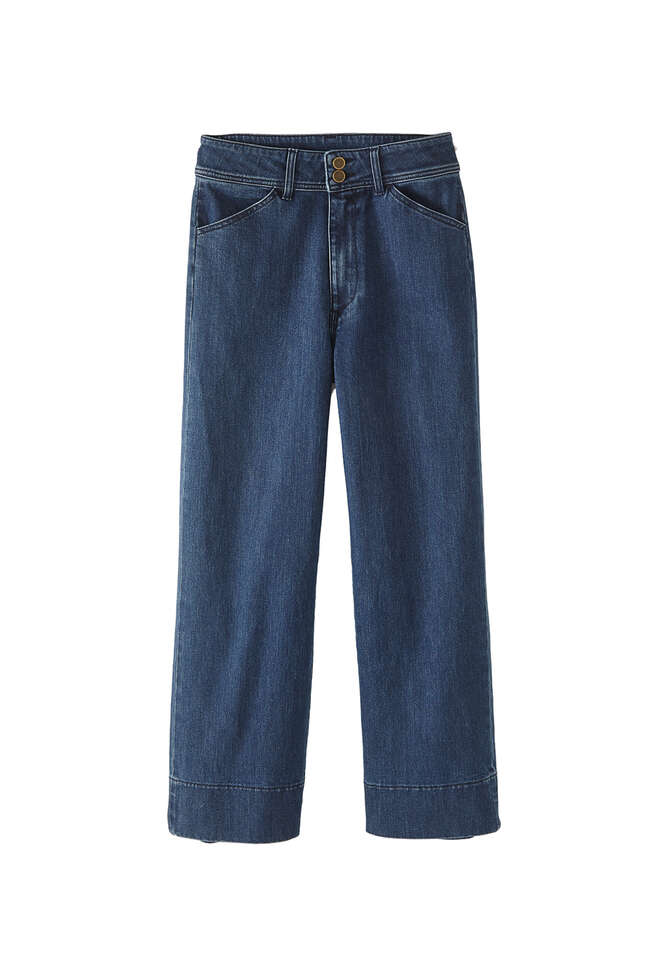 Cropped Jeans mit weitem Bein, Dunkle Waschung, completeTheLook