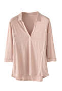 Polo-Shirt aus Leinen-Jersey, Muschelrosa, webstill