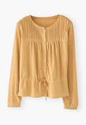 Top mit Bindeband in der Taille, Zartes Sandbeige, webstill