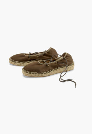 Geschn&uuml;rte Espadrilles, Khaki, webstill