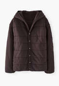 Gesteppte Jacke, Espresso, webstill