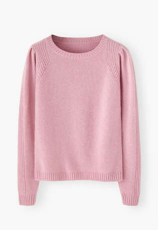 Pullover mit Puff&auml;rmeln, Pinkros&eacute;, webstill