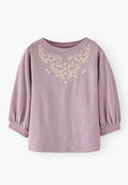 Besticktes Sweatshirt, Lavendel, webstill