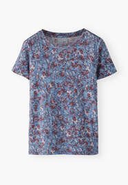 Bedrucktes T-Shirt, Kornblume/Marone, webstill