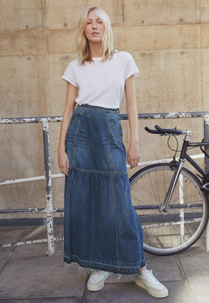 Maxirock aus Denim, Dunkle Waschung, completeTheLook