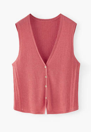 &Auml;rmelloser Pullover, Wassermelonenrosa, webstill