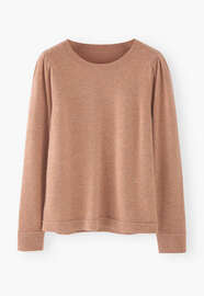 Pullover mit Puff&auml;rmeln, Rauchiges Pfirsichrosa, webstill