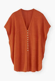 Kaftan-Cardigan mit Biesen, Flammendes Orange, webstill