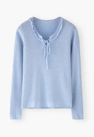Pullover mit Bindeband, Blasses Chambray, webstill