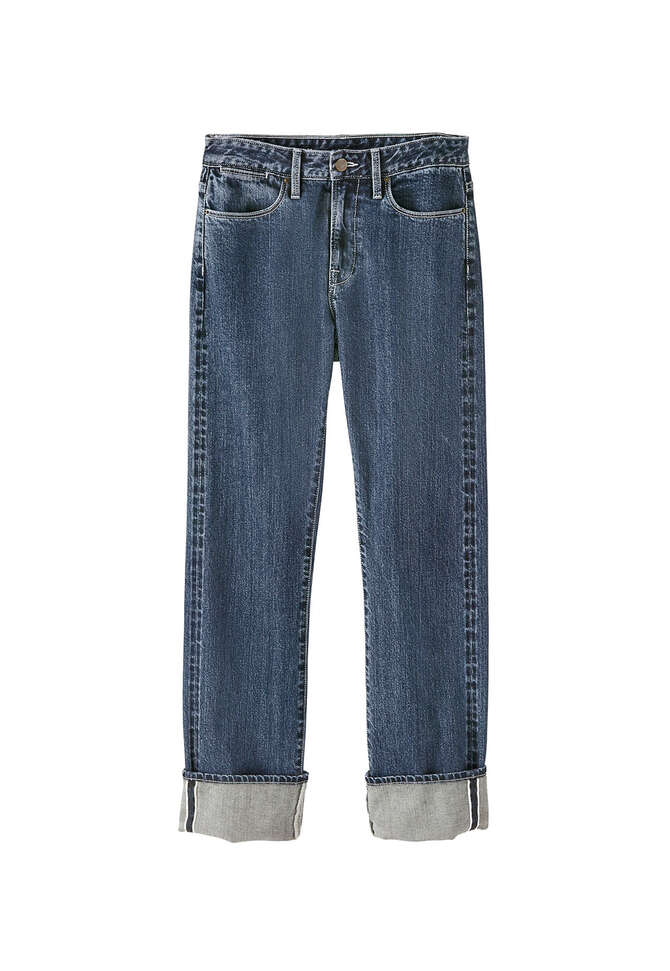 Selvedge-Jeans mit breitem Saum und mittlerer Waschung, Mittlere Waschung, completeTheLook