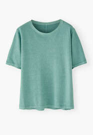 Kastiges T-Shirt, T&uuml;rkis, webstill