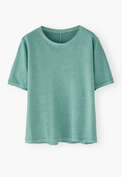 Kastiges T-Shirt, T&uuml;rkis, webstill