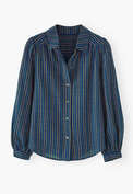 Gestreifte Bluse, Tiefes Ultramarin, webstill