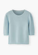 Kurz&auml;rmliger Pullover, Puderblau, webstill