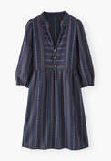 Streifenkleid, Dunkles Navyblau, webstill