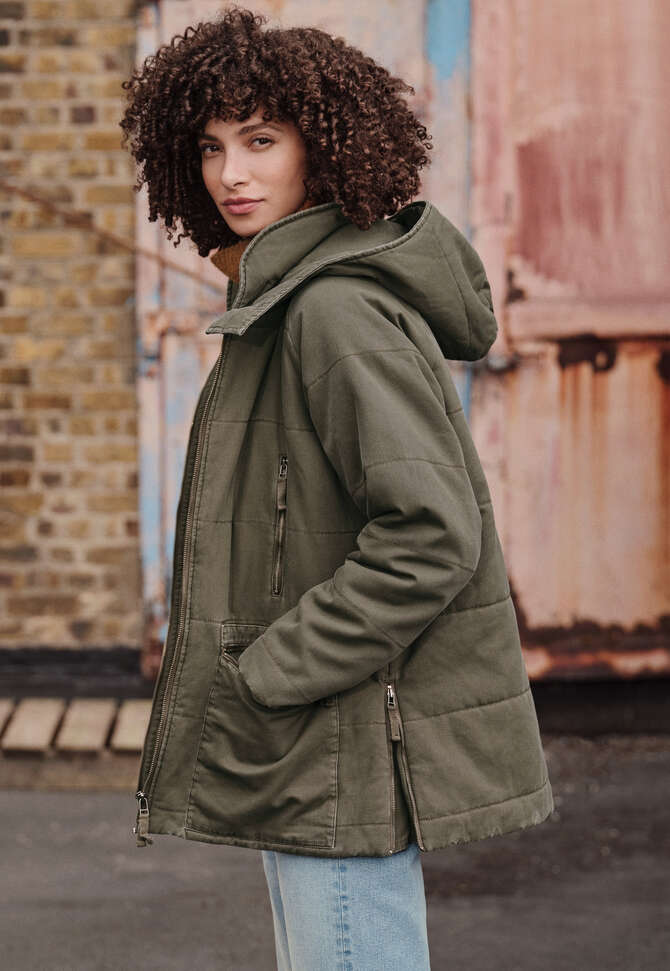Utility-Steppjacke aus Baumwolle, Khaki, completeTheLook
