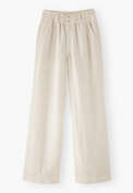 Hose mit weitem Bein, Elfenbein, webstill