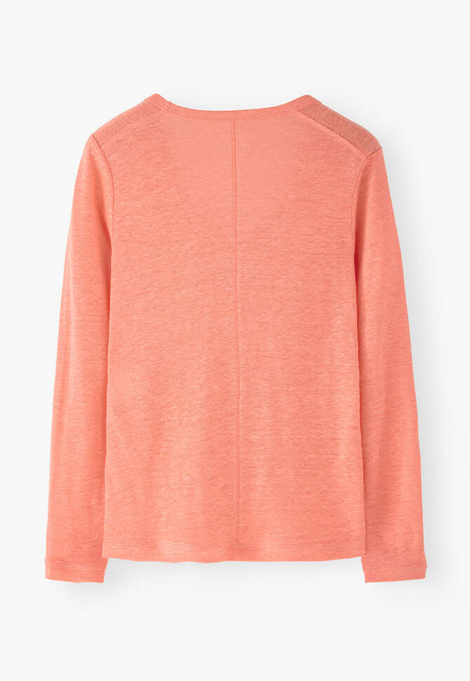 Lang&auml;rmeliges Rundhals-Top, Pfirsichrosa, completeTheLook