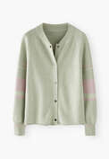 Gestrickte Jacke, Salbei/Flieder, webstill