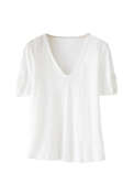 T-Shirt aus Leinen-Jersey mit &Auml;rmeldetail, Wei&szlig;, webstill
