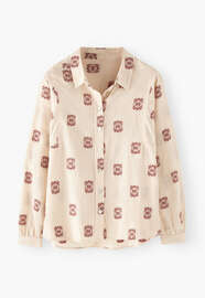 Bluse aus geklipptem Jacquard, Ecru/Mahagoni, webstill