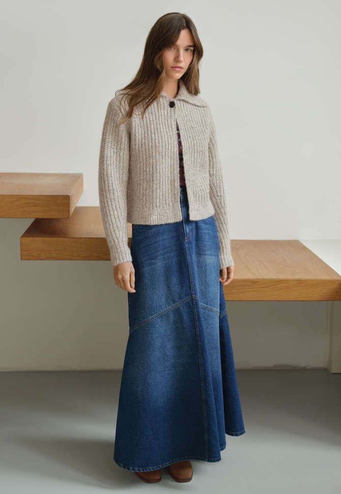 Ripp-Cardigan, Helles Rauchgrau meliert, completeTheLook