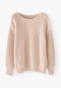 Gerippter Pullover, Muschelrosa, webstill