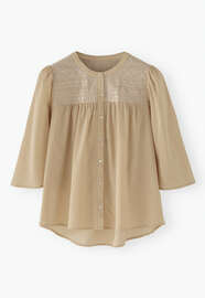 Bestickte Bluse, Sand, webstill