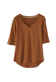 T-Shirt mit V-Ausschnitt, Kupfer, webstill