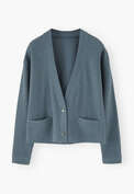 Jersey-Cardigan, Rauchiges Denimblau, webstill