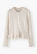 Cardigan mit Spitzenmuster, Off-White, webstill