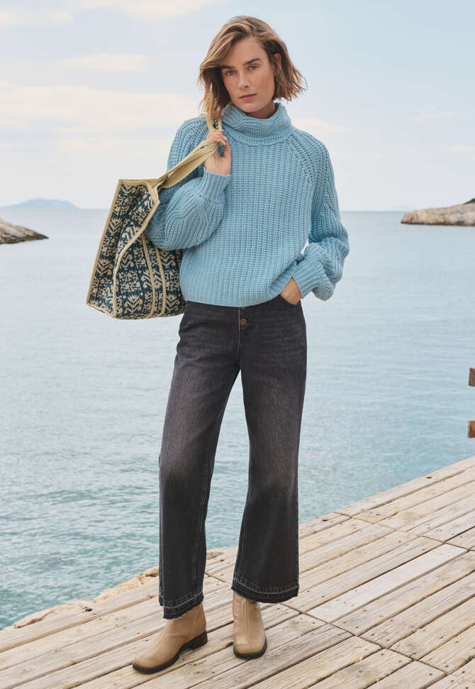 Pullover mit Zopfmuster, Zartes T&uuml;rkis, completeTheLook